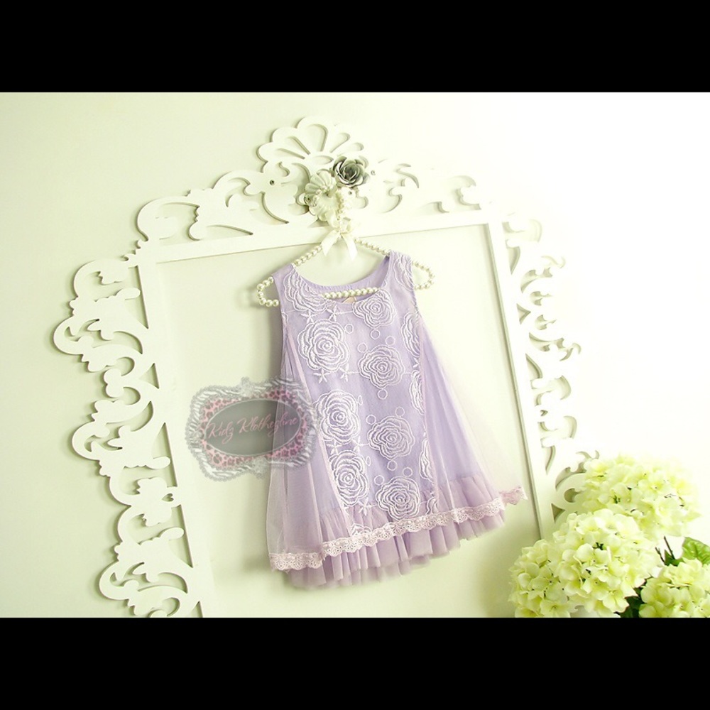 GIRLS DRESS LAVENDER ROSES